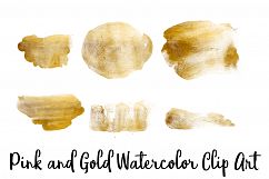 Pink and Gold Watercolor Clip Art, Transparent PNG Product Image 2