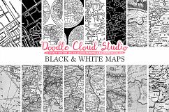 Black and White Maps digital paper, Vintage Old World Map, City Map, Nautical Maps geographic map textures for Personal &amp; Commercial Use Product Image 1