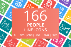 166 People Line Multicolor B/G Icons Product Image 1