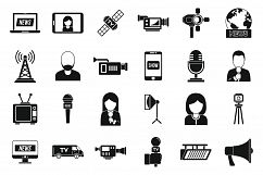 TV presenter news icons set, simple style Product Image 1