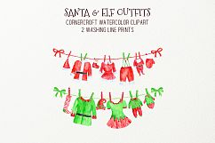 Watercolor Santa and Elf Outfit Clipart Product Image 6