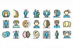 Bipolar disorder icons set vector flat Product Image 1