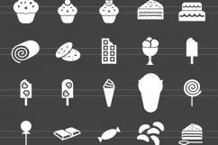 120 Sweets &amp; Bakery Glyph Inverted Icons Product Image 2