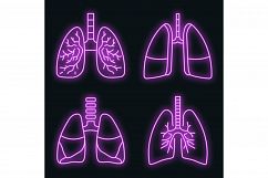 Lung icon set vector neon Product Image 1