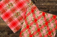 16 Luxury Gold and Red Glitter Plaid Tartan Digital Papers Product Image 7
