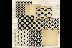 16 Cute Owl Pattern Gold Foil and Navy Blue Digital Papers Product Image 3