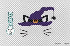 Halloween cat face circle monogram svg colored layered file Product Image 2