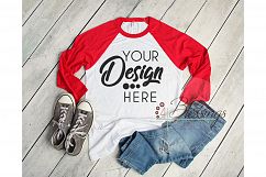 Raglan Shirt Mockup Bella Canvas 3200 Baseball TShirt Product Image 1