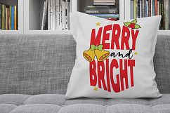 Merry and Bright Christmas SVG cut file Clipart Dxf Jpg Pdf Product Image 3