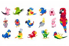 Parrot icons set, cartoon style Product Image 1