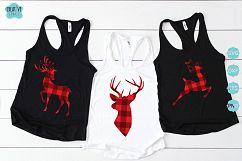 Buffalo Plaid Deer Clipart Product Image 2