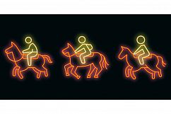 Horseback riding icons set vector neon Product Image 1