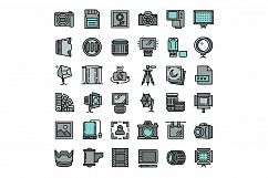 Photographer equipment icons set, outline style Product Image 1