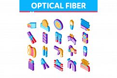 Optical Fiber Cable Isometric Icons Set Vector Product Image 1