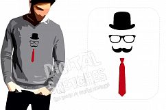 Mustache Tie Hat Machine Embroidery Design 3 Sizes Product Image 1