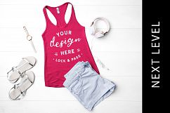 Raspberry Next Level 1533 Tank Top Mockup Racerback Flat Lay Product Image 1