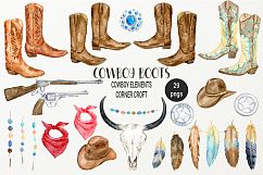 Watercolor Collection Cowboy Boots and Boho Skull Product Image 2