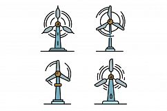Wind turbine icons set vector flat Product Image 1