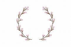 Sakura Floral Wreath Font Frame Monogram Design - EMBROIDERY DESIGN FILE - Instant download - Vp3 Hus Dst Jef Pes formats hoop 4x4 5x7 6x10 Product Image 1