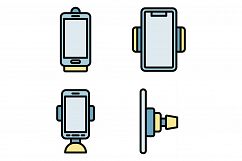 Mobile phone holder icons vector flat Product Image 1