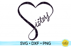 Sisters | Sisters Heart | Twins | Hand Lettered SVG DXF PNG Product Image 2