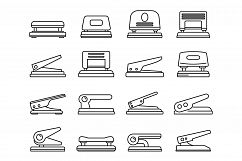 Hole puncher accessory icons set, outline style Product Image 1