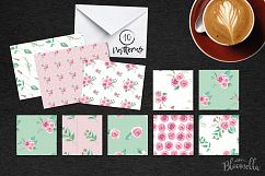 Rose Garden Watercolor Flower Pink Clipart Floral Frames Patterns Package Product Image 2