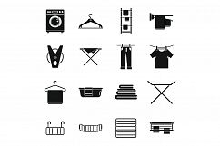 Tumble dryer clothes icons set, simple style Product Image 1