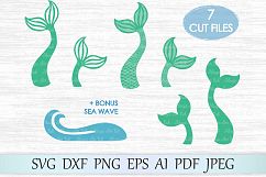 Mermaid tail svg file, Mermaid svg, Sea wave svg file, Mermaid shells svg, Fish tail cut file, Mermaid t shirt design, Mermaid cut, Ocean Product Image 1