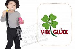 Luck Viel Glück Saying German Cloverleaf Machine Embroidery Product Image 1