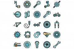 Bicycle repair icons set vector flat Product Image 1