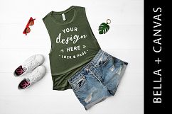 Military Green Bella Canvas 8803 Mockup Tank Top Muscle Top Product Image 1