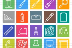 150 Office &amp; Stationery Line Multicolor B/G Icons Product Image 2