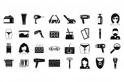 Cosmetic laser hair removal icons set, simple style Product Image 1