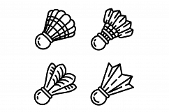 Shuttlecock icons set, outline style Product Image 1