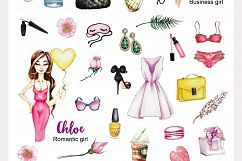 Fashionistas. IT-girs watercolor illustrations Product Image 2