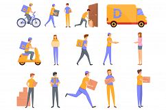 Home delivery icons set, cartoon style Product Image 1