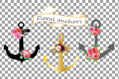 Floral anchor clip art collection, watercolor floral anchor, Nautical anchor Files Vector Illustrator, PNG, EPS, JPG files included Product Image 10