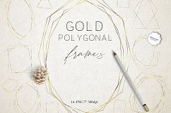 Gold Polygonal Geometric Frames Clipart Product Image 1