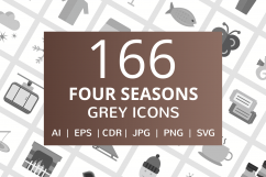 166 Four Seasons Flat Greyscale Icons Product Image 1