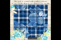 100 Seamless Tartan with Rose Digital Papers, Cloth Texture Product Image 2
