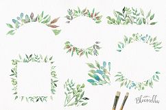 Watercolor Leaf Frames Green Leaf Clipart Borders Product Image 2
