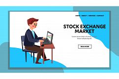 Stock Exchange Market Analysis Businessman Vector Product Image 1