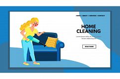 Home Cleaning Girl Make With Vacuum Cleaner Vector Product Image 1