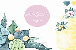Summer lemon Flower watercolor Clipart and wedding cake Product Image 5