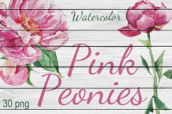 Watercolor Pink Flowers Peonies Flower Clip art Product Image 1