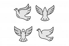 Dove icons set line color vector Product Image 1