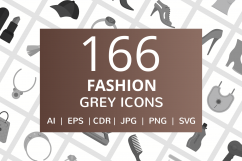166 Fashion Flat Greyscale Icons Product Image 1