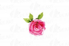 Watercolor Pink and Blue Roses and leafs clip art pack, png Product Image 3