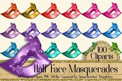 100 Half Face Masquerade Clip Arts, Festival Mask, Theatre Product Image 1